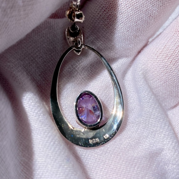 Silver 925 Earrings with purple stone - Picture 5 of 5